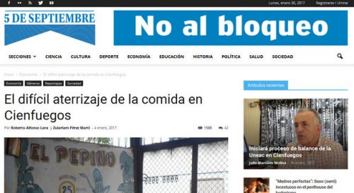 El periódico 5 de Septiembre, de Cienfuegos, en su versión digitlal, en www.5septiembre.cu