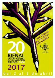 Cartel de la XX Bienal Internacional de Humorismo Gráfico 2017, obra de los caricaturistas Ares y Boligán