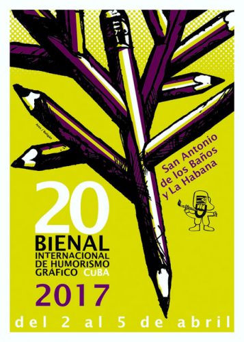 Cartel de la XX Bienal Internacional de Humorismo Gráfico 2017, obra de los caricaturistas Ares y Boligán