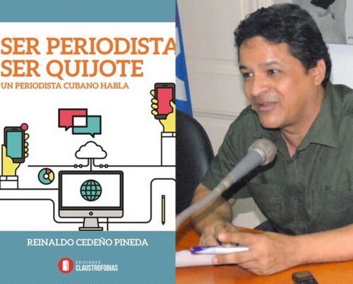 El periodista santiaguero Reinaldo Cedeño Pineda y su nuevo libro, en formato digital (Foto: YAG)