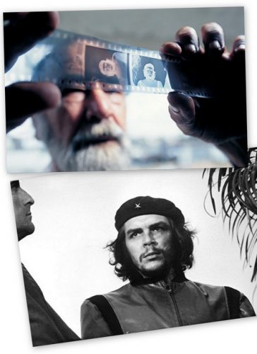 Alberto Korda (1928.2001) detrás del fotograma original de la famosa foto del Che, titulada Guerrillero Heroico