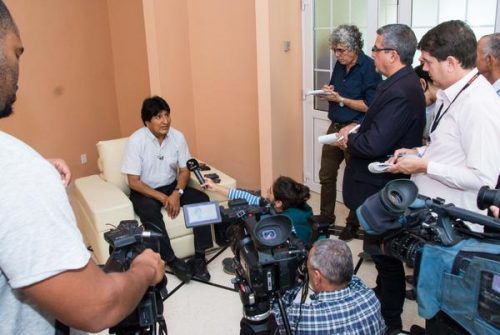 Evo Morales Ayma, Presidente del Estado Plurinacional de Bolivia, ofrece declaraciones a la prensa, en El Laguito, en La Habana (Foto: Marcelino Vázquez Hernández/ ACN)