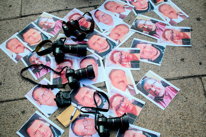 Periodistas protestan en México por el asesinato de sus colegas. Foto: Xinhua